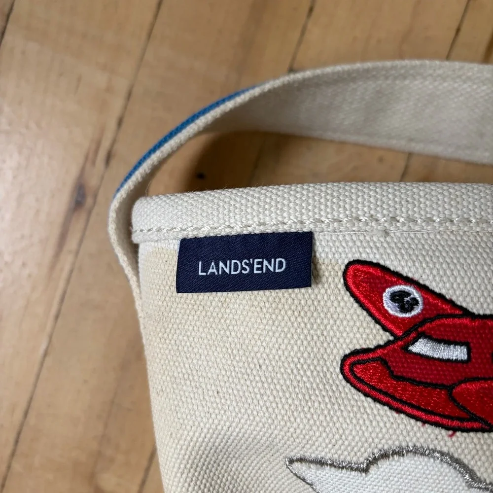 Lands End Easter Tote Basket Canvas Eggs Airplane Boy Theme Easter Basket